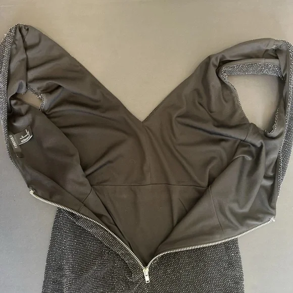 Forever 21 Sparkling Black Mini Dress with Padded Shoulders - Picture 2 of 4